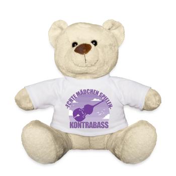 Kontrabass Instrument Musikerin Mädchen Geschenk - Teddy - Weiß - Vorne
