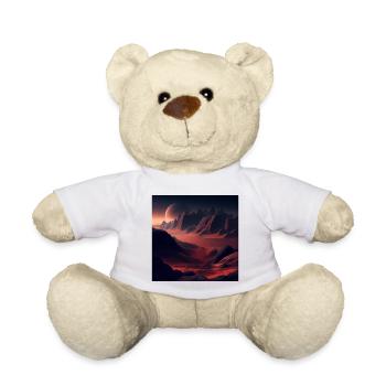 Mountain landscape, mountain, sunset, moon, world - Teddy Bear - white - Front