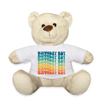 Anniversaire Garçon Groovy Rétro Vintage Anniversaire - Nounours - blanc - Devant