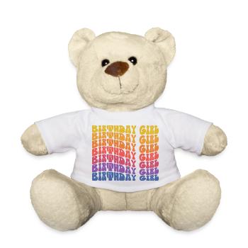 Anniversaire Fille Groovy Vintage Rétro Anniversaire - Nounours - blanc - Devant