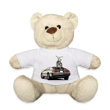 Delorean with old school 80s BMX on the rear - Teddy Bear - white - Front
