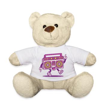 cute radio retro style - Teddy Bear - white - Front