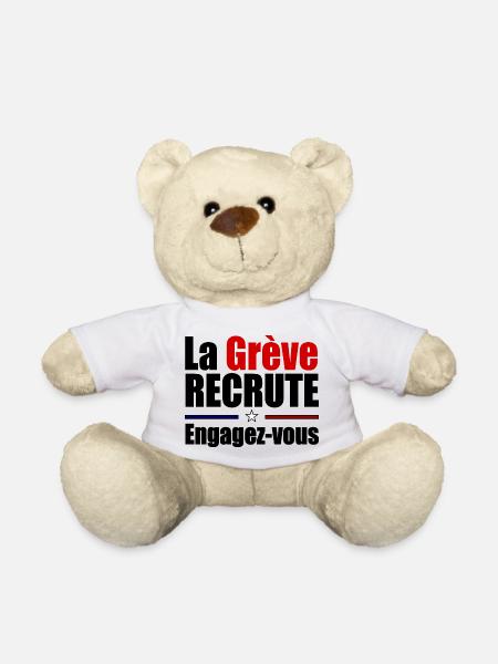 La grève recrute mobilisation - Nounours - blanc