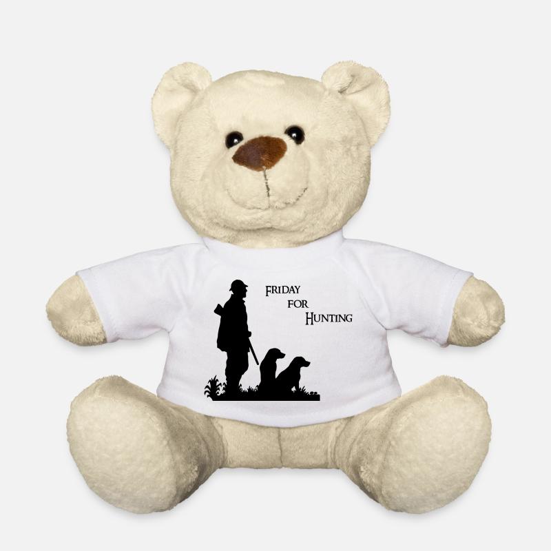 Vendredi pour la chasse - Motif de chasse avec chasseur et chien - Nounours - blanc