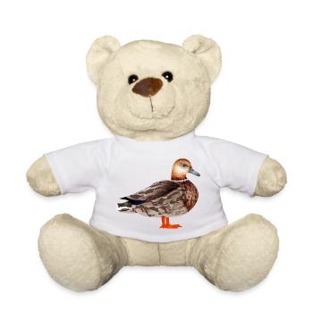 drawn female duck colored & collaged - Teddy Bear - white - Front