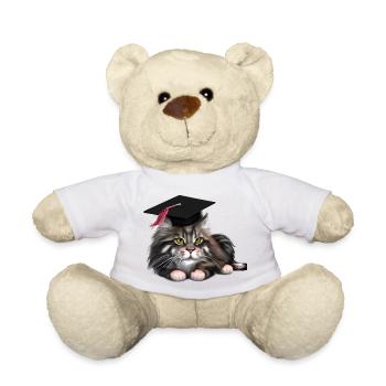 Bachelor Maine Coon Graduate Cat High School Diploma - Teddy Bear - white - Front