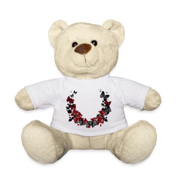 belle couronne de roses et de papillons - Nounours - blanc - Devant