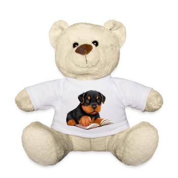 Rottweiler Hund Buch lesen Hunde Rottweilerwelpe - Teddy - Weiß - Vorne