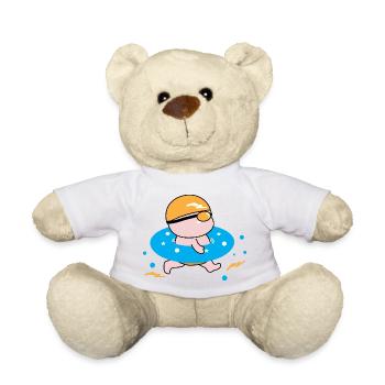 Un garçon heureux aime nager - Nounours - blanc - Devant