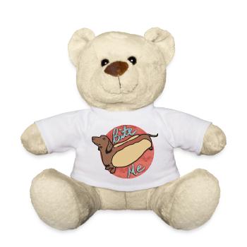 Dachshund Hot Dog Cartoon Design - Teddy Bear - white - Front
