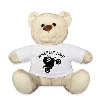 wheelie time Motorrad Moped Symbol Icon Grafik - Teddy - Weiß - Vorne