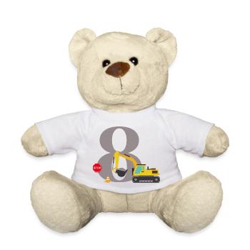 8e anniversaire pelleteuse - Nounours - blanc - Devant