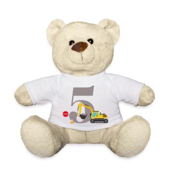 5e anniversaire pelleteuse - Nounours - blanc - Devant