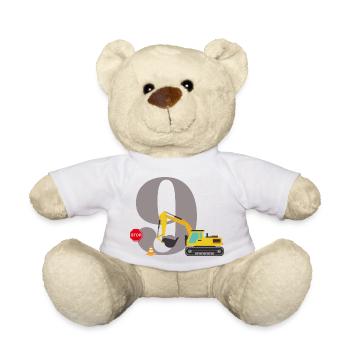 9e anniversaire pelleteuse - Nounours - blanc - Devant