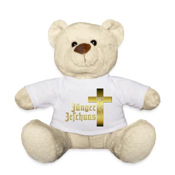Jünger Jeschuas Schriftzug mit Kreuz - Teddy - Weiß - Vorne