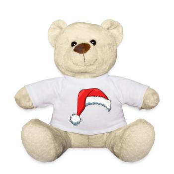 Chapeau de Père Noël - Nounours - blanc - Devant