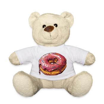 Donut T-Shirt Süßigkeit Lecker Fast Food Geschenk - Teddy - Weiß - Vorne
