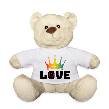 Love Heart red Rainbow crown black - Teddy - Weiß - Vorne