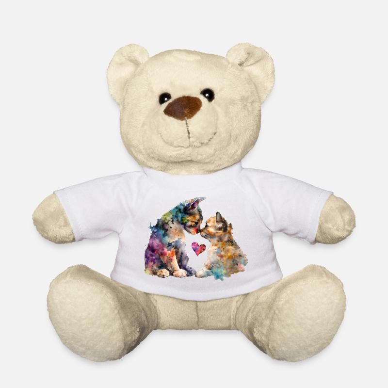 zauberhafte Katzen mit Herz - Teddy - Weiß