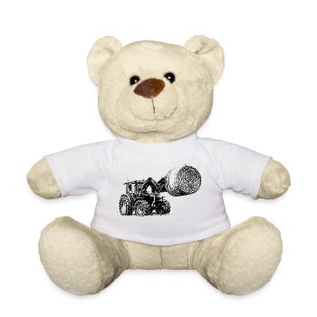 Tracteur MFF 4700 M avec balles de paille - Nounours - blanc - Devant