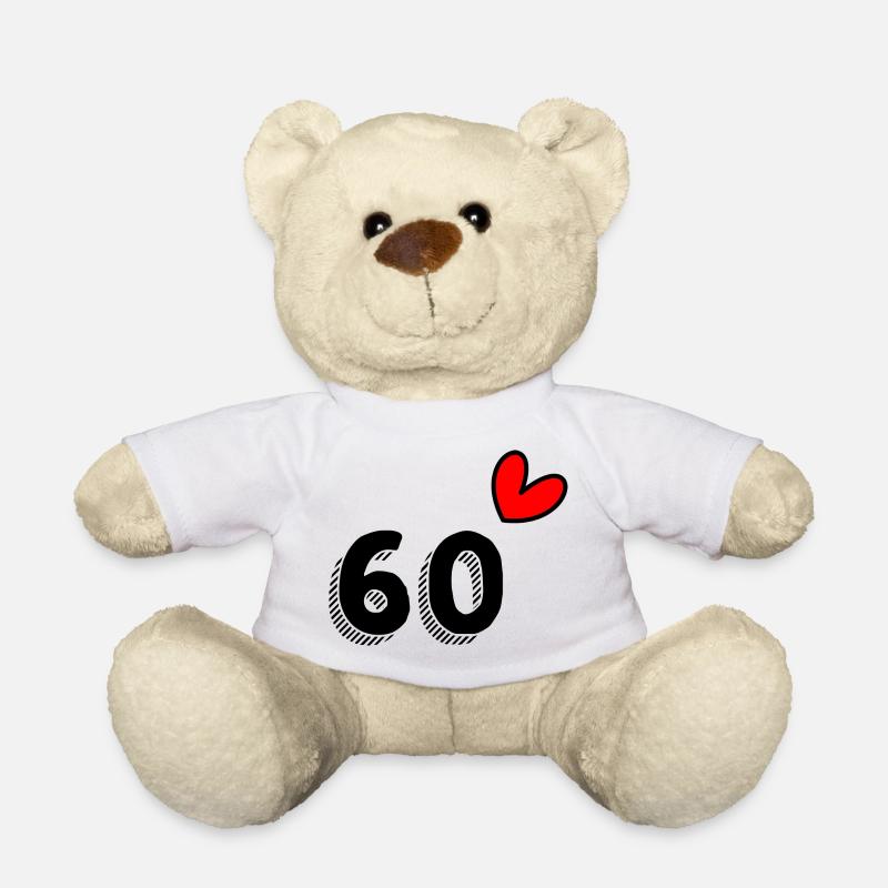 60. 60 ANS. 60e ANNIVERSAIRE. ANNIVERSAIRE 60 ANS. - Nounours - blanc