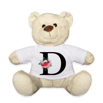 Roter Blumenbuchstabe D - Teddy - Weiß - Vorne