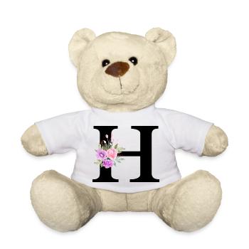 Lettre h floral violet - Nounours - blanc - Devant