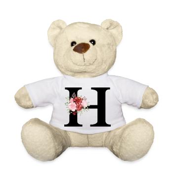 Lettre h floral rouge - Nounours - blanc - Devant