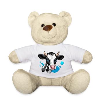 Cute Dairy Cow with Blue Eyes - Teddy Bear - white - Front