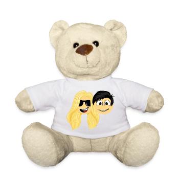 Couple amoureux femme blonde et homme brun - Nounours - blanc - Devant