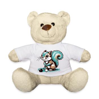 Cute cartoon squirrel playing golf - Teddy Bear - white - Front