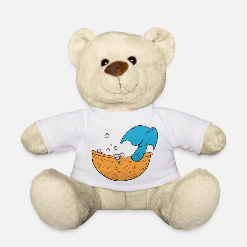Elephant Bathing - Teddy Bear - white