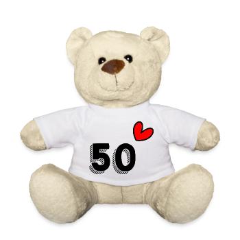 50. 50 ANS. 50e ANNIVERSAIRE. ANNIVERSAIRE 50 ANS. - Nounours - blanc - Devant