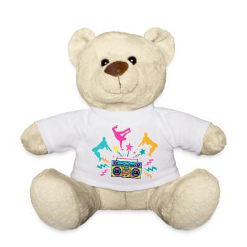Boombox Neon Dancing Silhouettes - Teddy Bear - white - Front