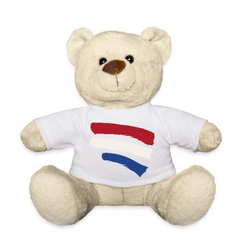 Drapeau des Pays-Bas - Rayures style pinceau - Nounours - blanc - Devant