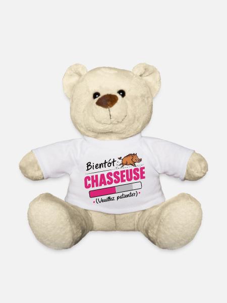 bientôt chasseuse - Nounours - blanc