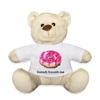 Donut touch me pixel drôle noir - Nounours - blanc - Devant
