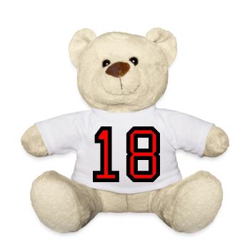 18. 18 ANS. 18e ANNIVERSAIRE. ANNIVERSAIRE 18 ANS. - Nounours - blanc - Devant
