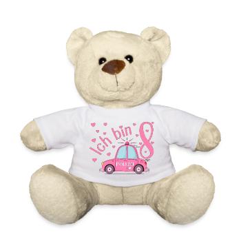 Voiture de police J’ai 8 ans Anniversaire Rose - Nounours - blanc - Devant