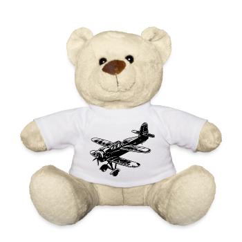 Propeller Airplane Graphic - Teddy Bear - white - Front