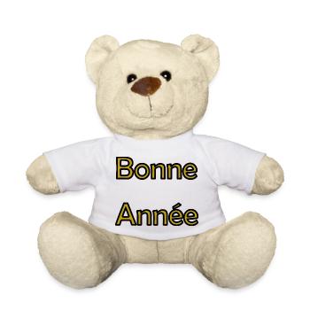 HAPPY NEW YEAR. NEW YEAR'S EVE. BEST WISHES - Teddy Bear - white - Front