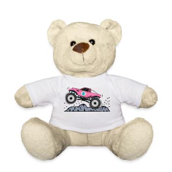 Monstertruck Geburtstag 8 Pink - Teddy - Weiß - Vorne