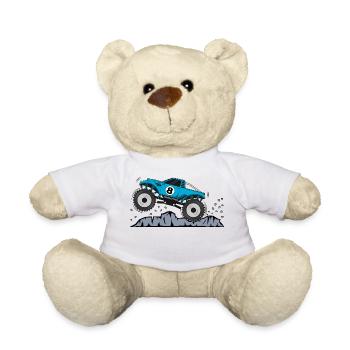 Monstertruck Geburtstag 8 Turkis - Teddy - Weiß - Vorne