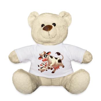 Kuhmutter mit herumtollendem Kind - Teddy - Weiß - Vorne