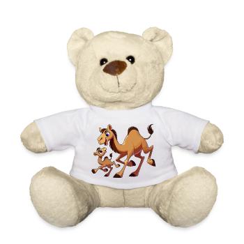 Camel mother with child frolicking - Teddy Bear - white - Front