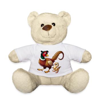 Pheasant male with child - Teddy Bear - white - Front