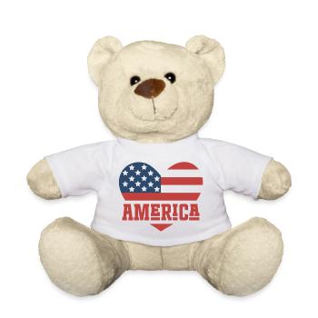 Amerika Flagge Herz - Teddy - Weiß - Vorne