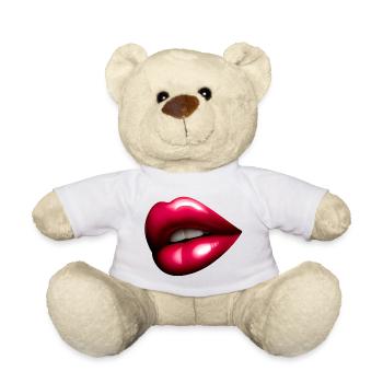 Pretty Red Mouth - Red Lip - Teddy Bear - white - Front
