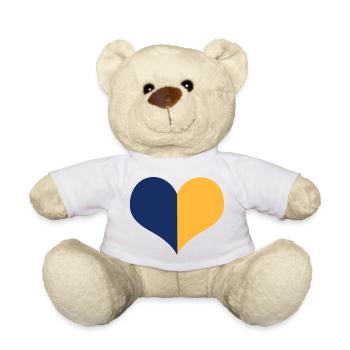 Haute-Lusace - cœur bleu jaune - Nounours - blanc - Devant