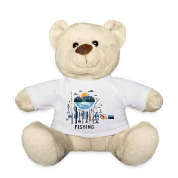 Paradis de la pêche : Illustration vintage avec lac de montagne - Nounours - blanc - Devant